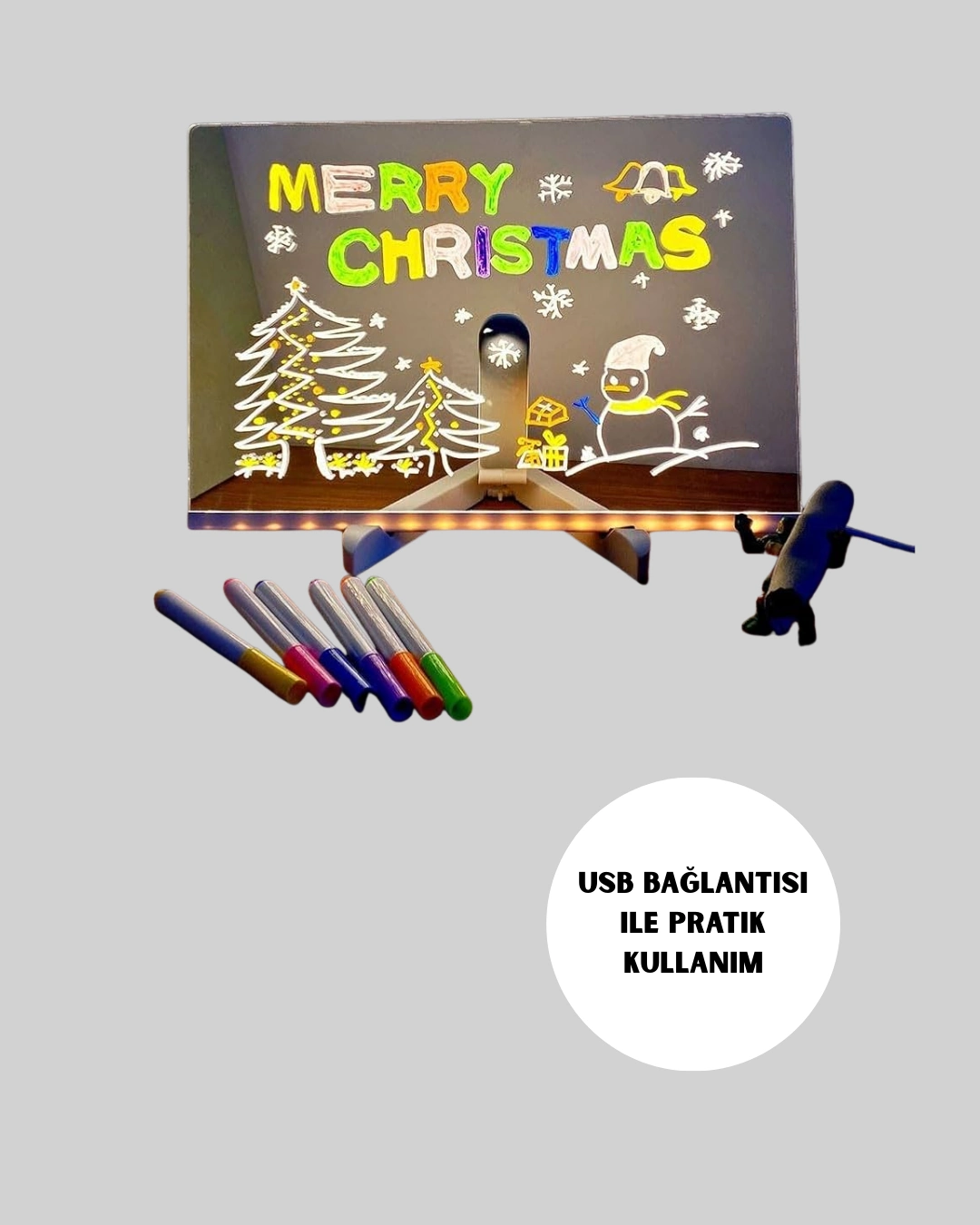 Yaratıcı Çizim Ve Mesajlar İçin Led Işıklı Renkli Tahta ( Lisinya )