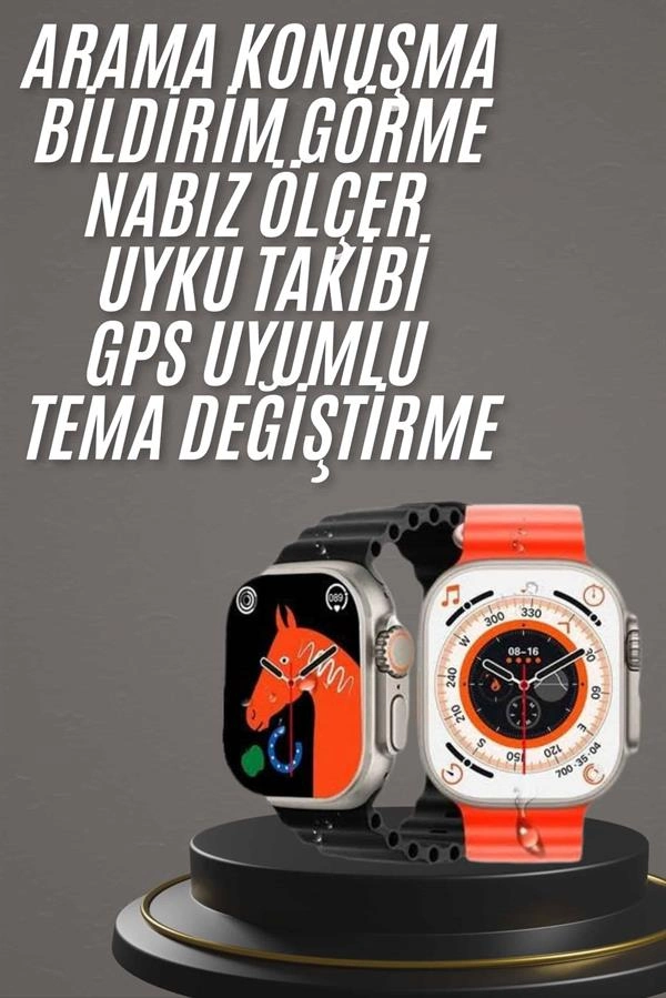 Yeni Model Akıllı Saat Ultra Smart Watch Gümüş Kasa 45mm Titreşim ( Lisinya )