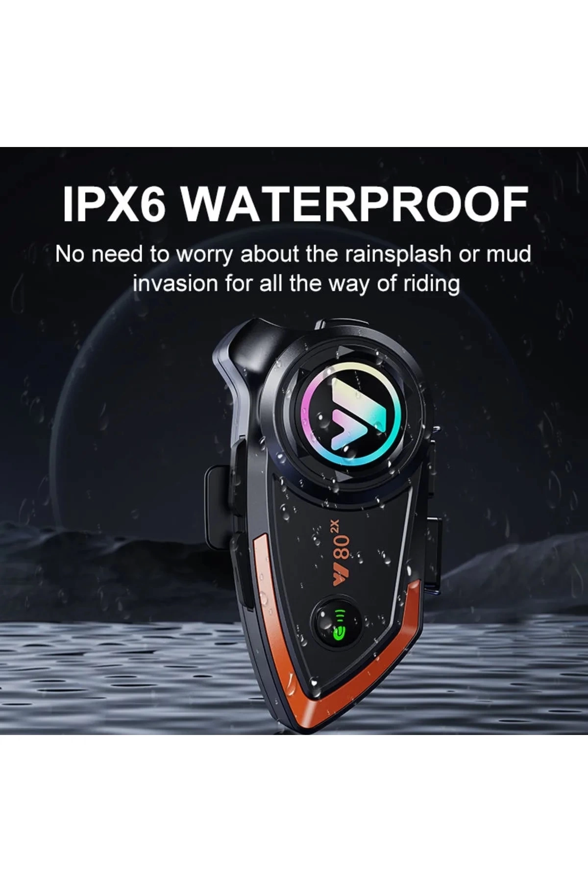 Yeni Model Y80-2x Motosiklet İntercom 2 Kişilik Bağlantı Rgb Işıklı Bluetooth Kulaklık Seti ( Lisinya )