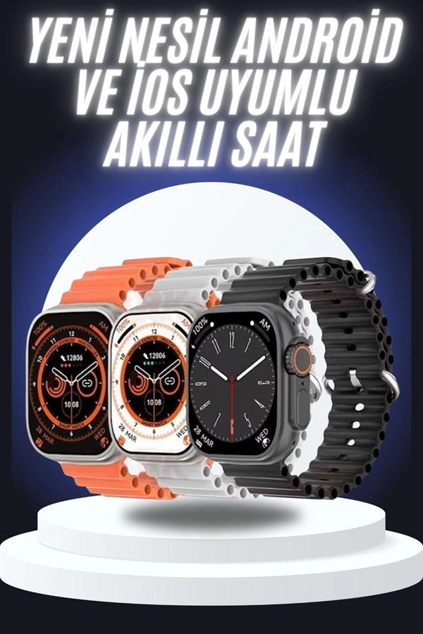 Yeni Nesil Akıllı Saat Çok Yönlü Titreşimli 49 Mm Android Ve İos Uyumlu ( Lisinya )