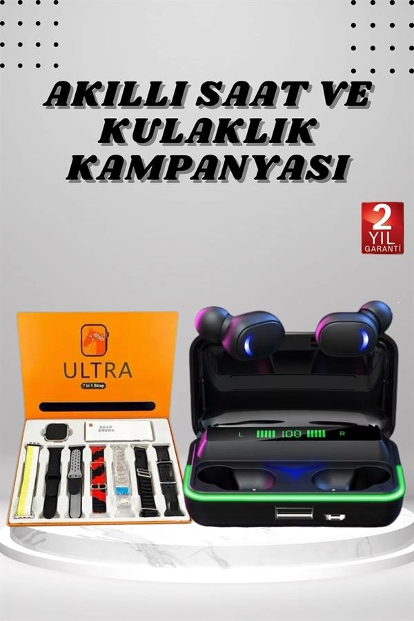 Yeni Nesil Akıllı Saat Ve Bluetooth Kulaklık Kampanyası Android Ve İos Uyumlu Uyku Ve Sağlık Takibi ( Lisinya )