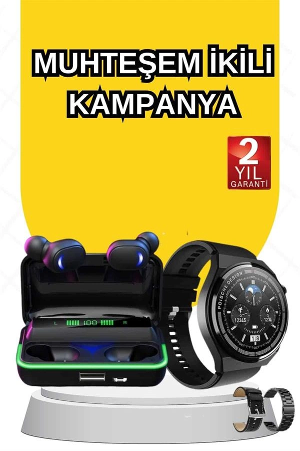 Yeni Nesil Akıllı Saat Ve Bluetooth Kulaklık Titreşim Bildirimleri Uyku Takibi ( Lisinya )