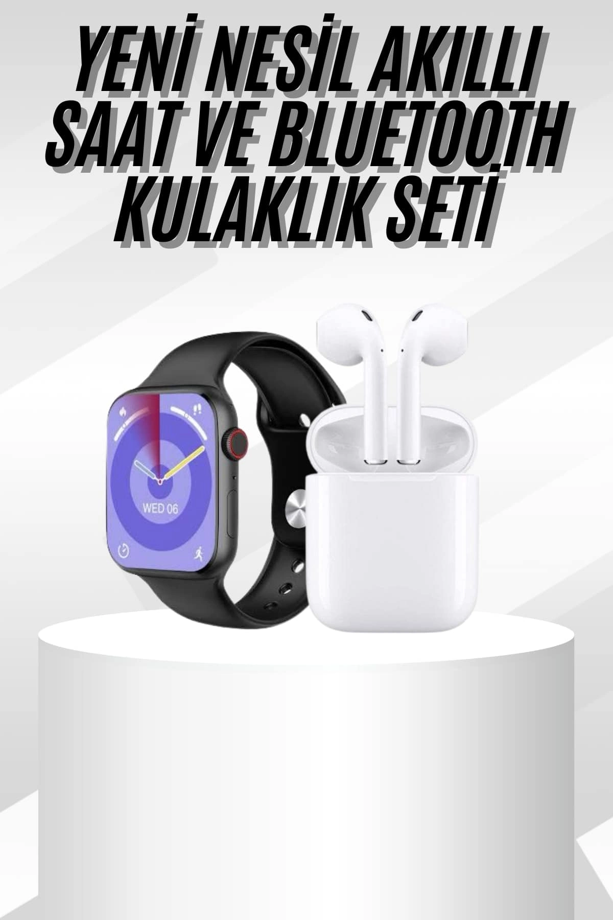 Yeni Nesil Akıllı Saat Ve Kulaklık Seti Gümüş Kasa Zarif Tasarım Çok Fonksiyonlu ( Lisinya )