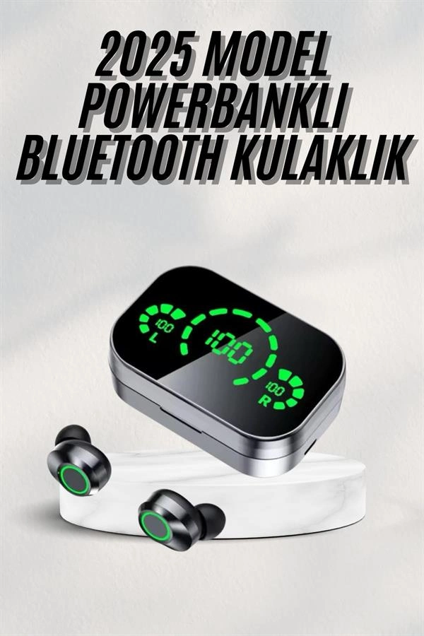 Yeni Nesil Bluetooth Kulaklık Çağrı Cevaplayabilen Dijital Göstergeli Powerbankli ( Lisinya )