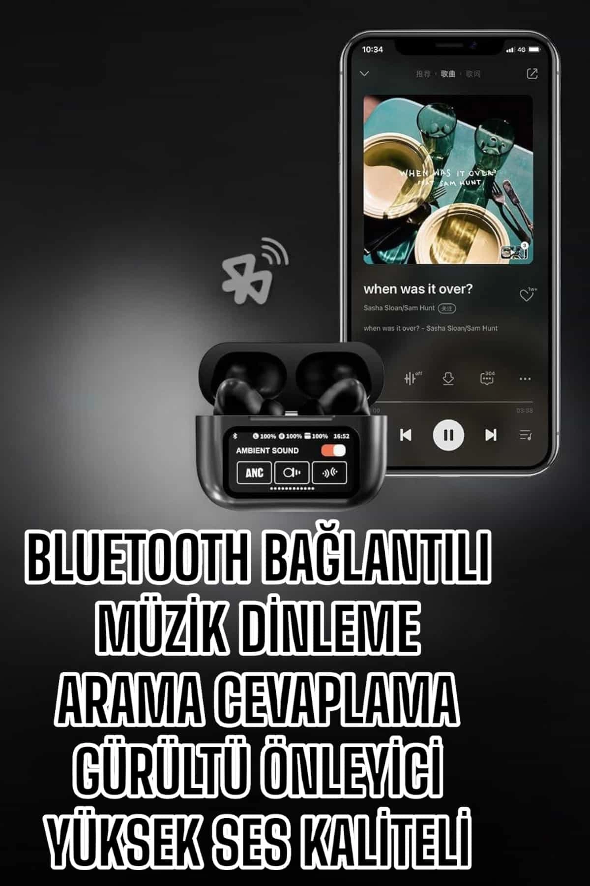 Yeni Nesil Bluetooth Kulaklık Ekranlı Yüksek Ses Kaliteli Uzun Şarj Süreli ( Lisinya )
