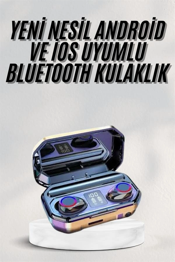 Yeni Nesil Bluetooth Kulaklık Uzun Pil Ömrü El Fenerli Dijital Şarj Göstergeli ( Lisinya )