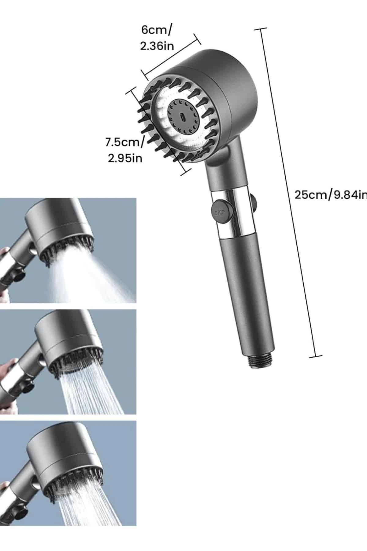 Yeni Nesil Duş Başlığı Paslanmaz Çelik Masaj Etkili Ergonomik Tasarım Su Basınçlı ( Lisinya )