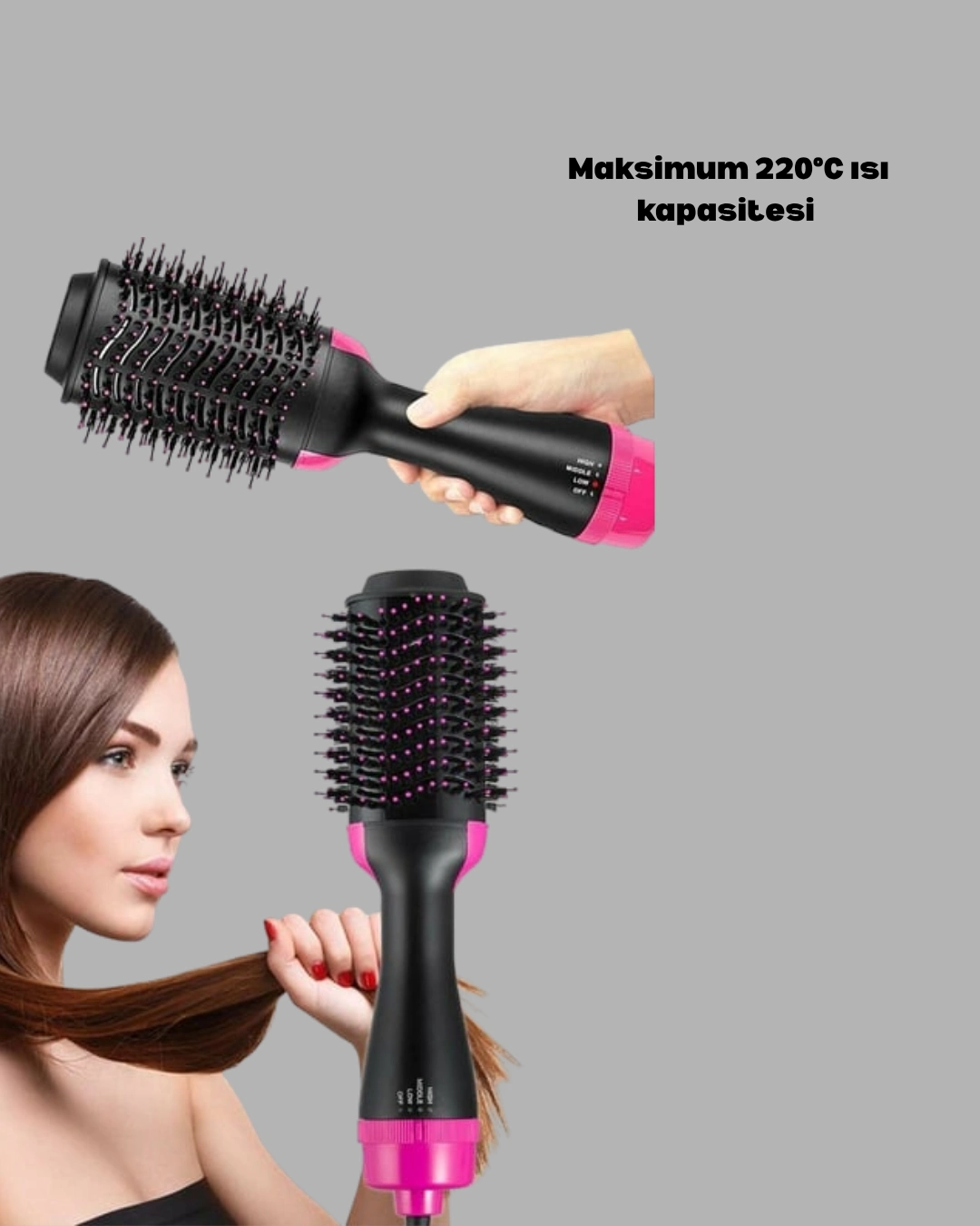 Yeni Nesil Fön Tarağı – 220°c Isı, Negatif İyon, 360° Dönebilen Kablo ( Lisinya )