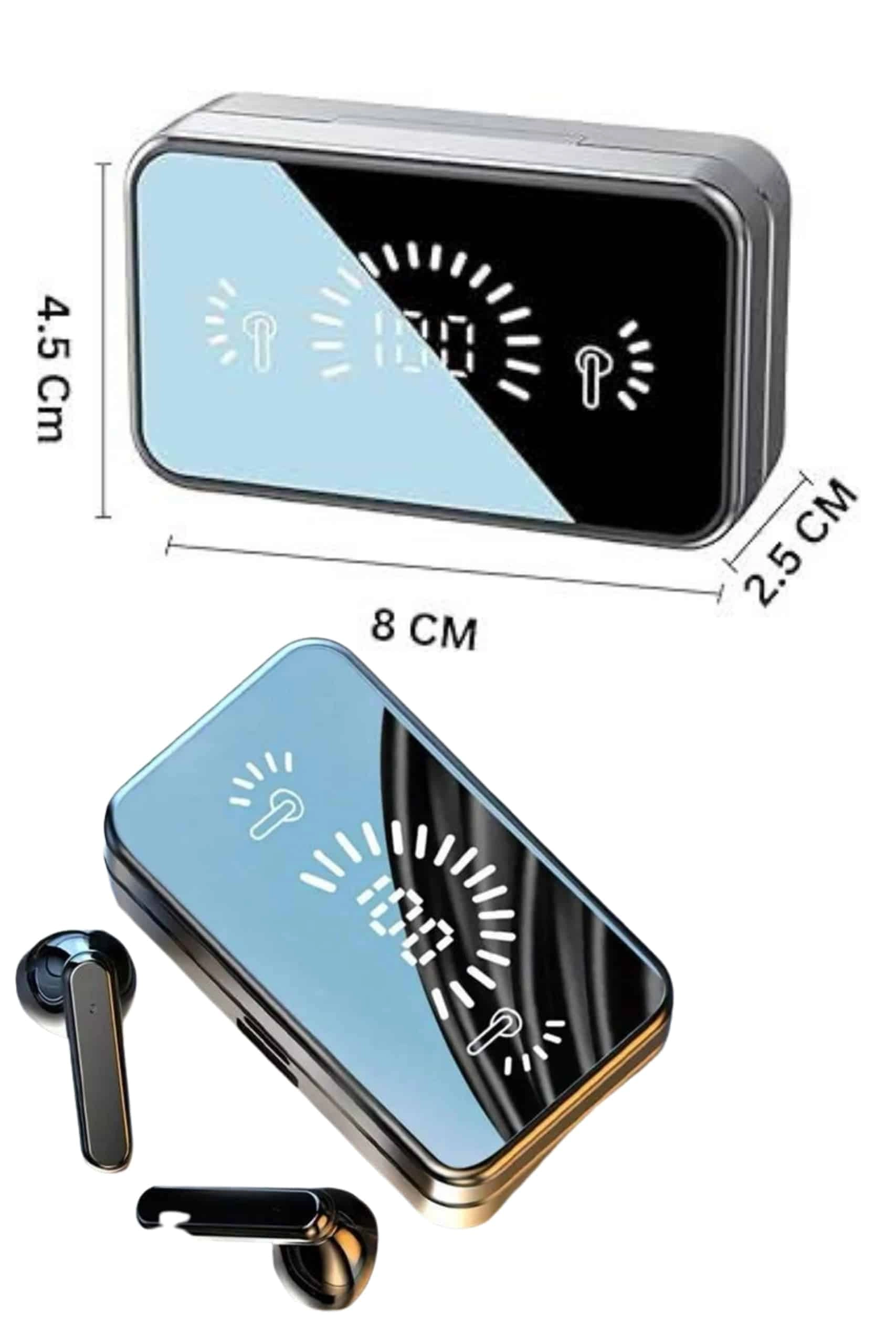 Yeni Nesil Kablosuz Kulaklık Aynalı Powerbank Özellikli Bluetooth Bağlantılı Dijital Göstergeli ( Lisinya )