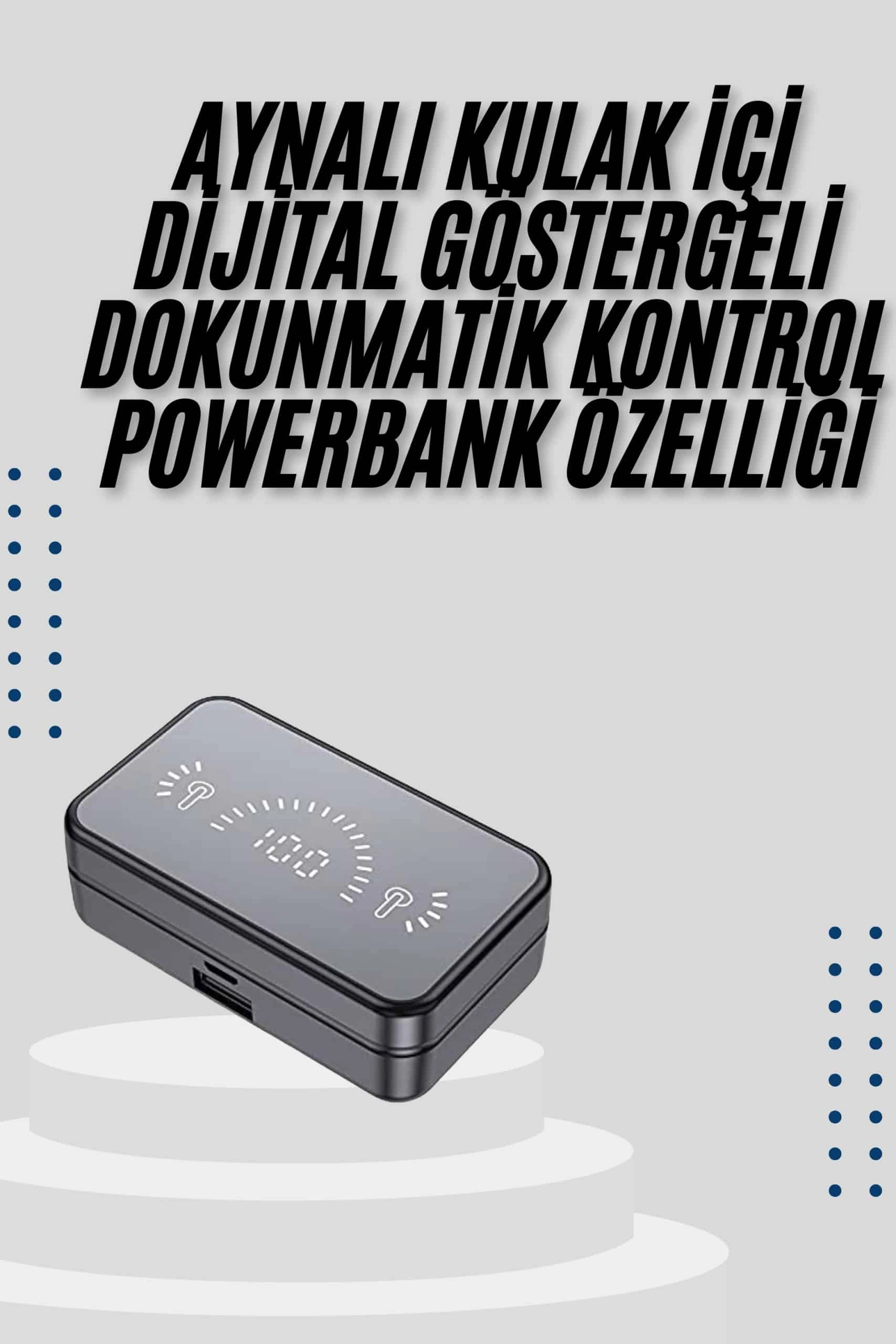 Yeni Nesil Kablosuz Kulaklık Aynalı Powerbank Özellikli Bluetooth Bağlantılı Dijital Göstergeli ( Lisinya )
