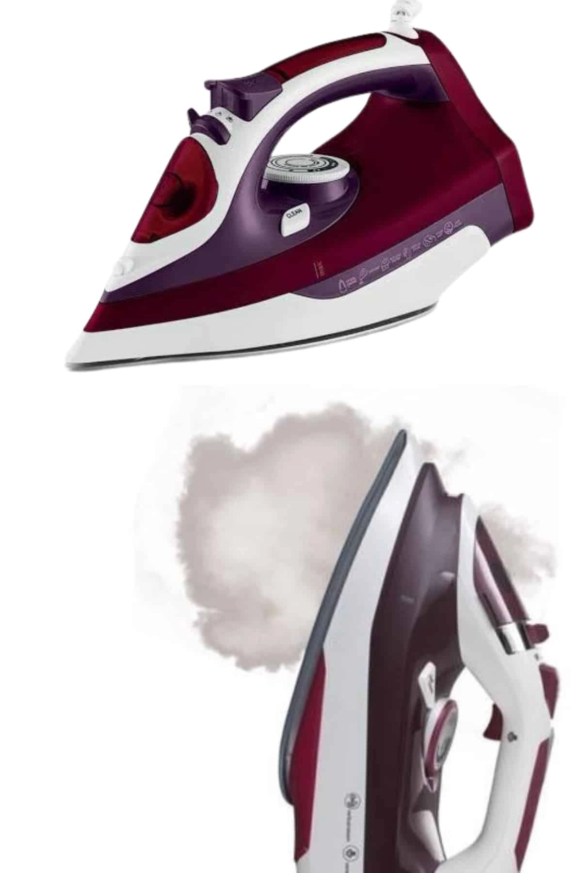 Yeni Nesil Kırmızı Buharlı Ütü 2200 Watt Seramik Tabanlı Yüksek Buhar Gücü ( Lisinya )