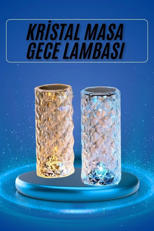 Yeni Nesil Modern Kristal Masa Ve Gece Lambası Dokunmatik Renk Değiştirebilen ( Lisinya )