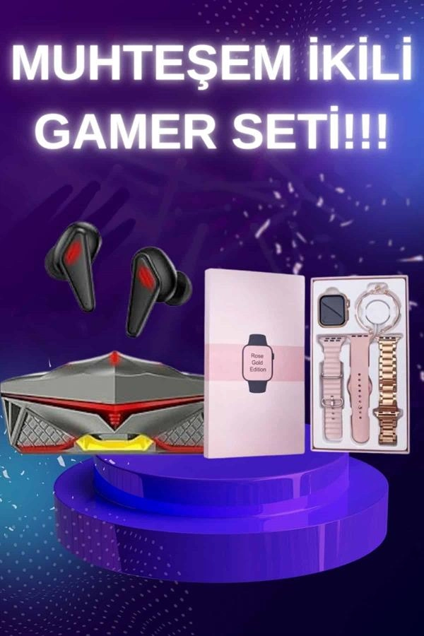 Yeni Nesil Pembe Dokunmatik Ekran Akıllı Saat Ve  Kulaklığı Kablosuz Bluetooth Kulaklık ( Lisinya )