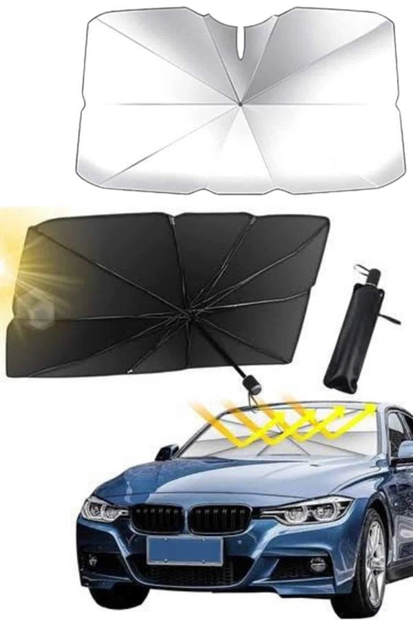 Yeni Nesil Tüm Araç Modellerine Uygun Oto Şemsiye Katlanabilir Uv Işınlarına Karşı ( Lisinya )