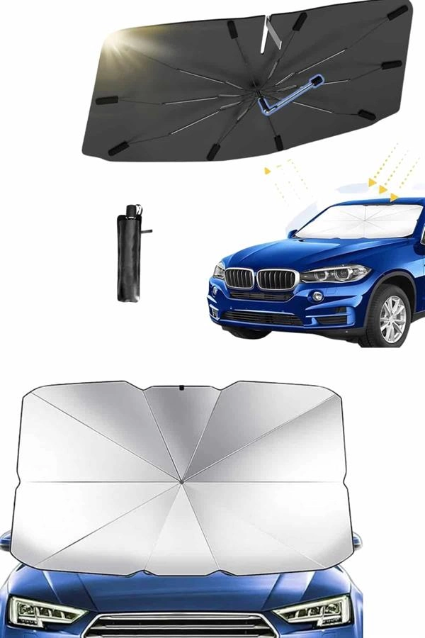 Yeni Nesil Tüm Araç Modellerine Uygun Oto Şemsiye Katlanabilir Uv Işınlarına Karşı ( Lisinya )