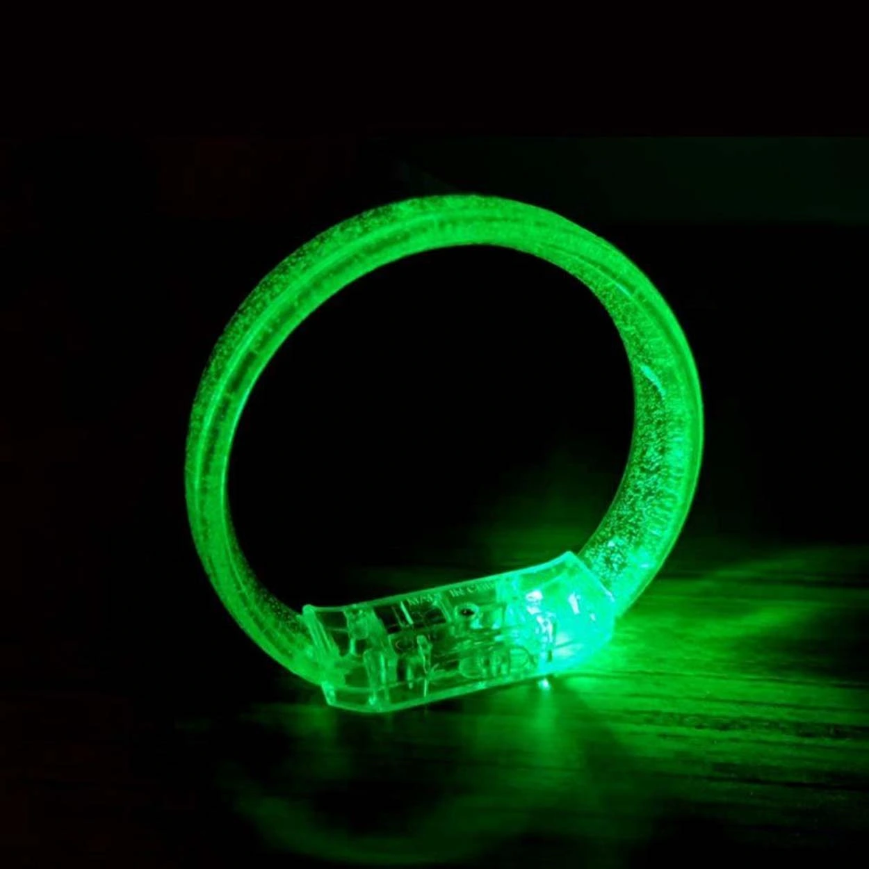 Yeşil Led Işıklı Baskı Yapılabilen Pilli Bileklik Bilezik ( Lisinya )