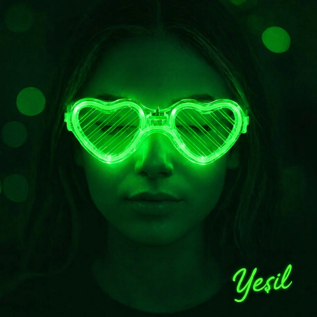 Yeşil Led Işıklı Kalp Gözlük – 3 Modlu ( Lisinya ) Yeşil Led Işıklı Kalp Gözlük – 3 Modlu ( Lisinya )