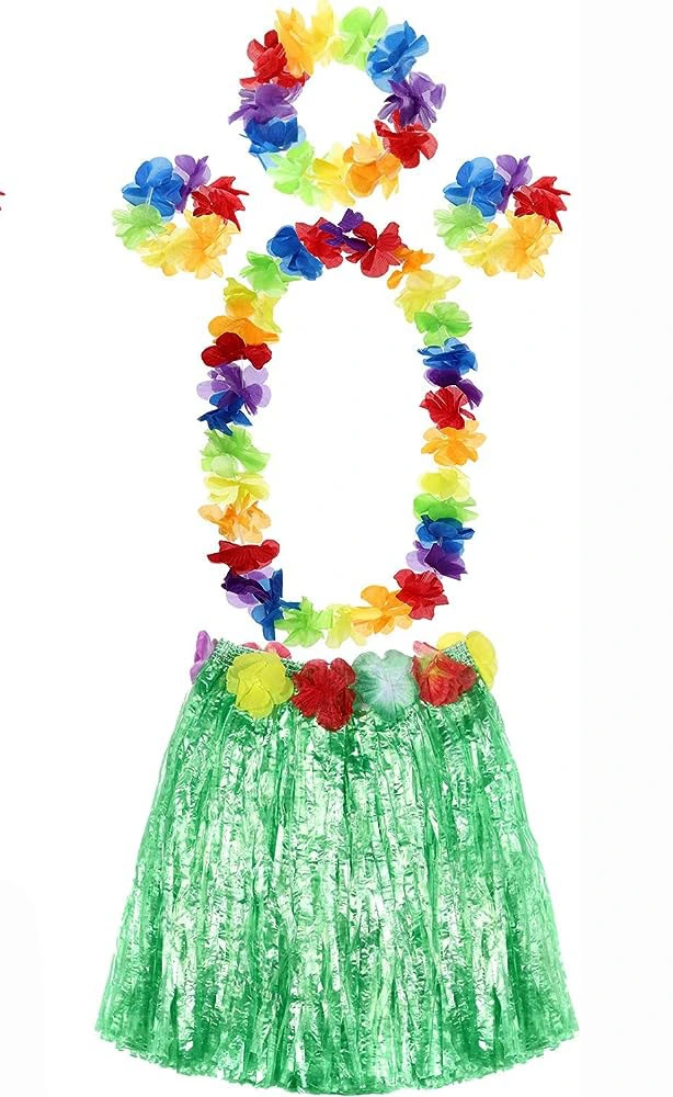 Yetışkın Ve Çocuk Uyumlu Luau Aloha Hawaıı Yeşıl Etek Ve Renklı Kolye Taç 2 Adet Bıleklık Setı ( Lisinya ) Yetışkın Ve Çocuk Uyumlu Luau Aloha Hawaıı Yeşıl Etek Ve Renklı Kolye Taç 2 Adet Bıleklık Setı ( Lisinya )