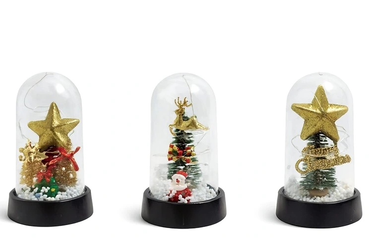 Yılbaşı Temalı Işıklı  Dekoratif Cam Fanus Alk5038 ( Lisinya )