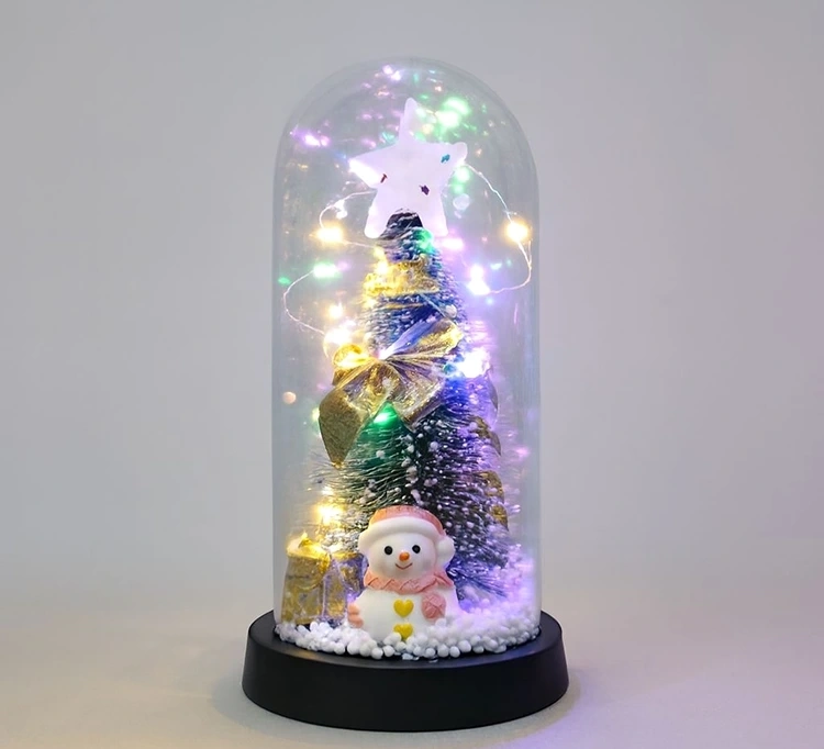 Yılbaşı Temalı Işıklı  Dekoratif Cam Fanus Alk5079 ( Lisinya )