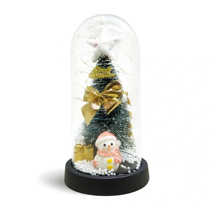 Yılbaşı Temalı Işıklı  Dekoratif Cam Fanus Alk5079 ( Lisinya )