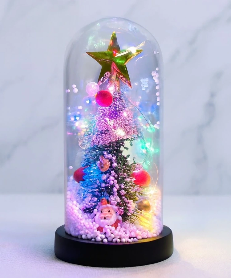 Yılbaşı Temalı Işıklı  Dekoratif Cam Fanus Alk5082 ( Lisinya )