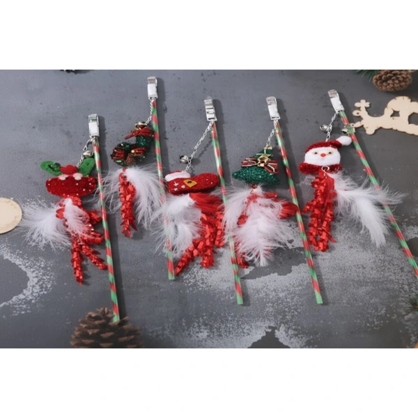 Yılbaşı Temalı Zilli Kedi Oyun Oltası ( Lisinya )