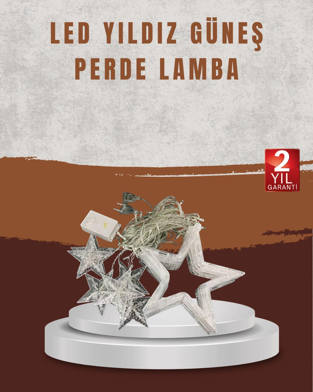 Yıldız Desenli Perde Tipi Peri Led 3x3 Metre Aydınlatma ( Lisinya )