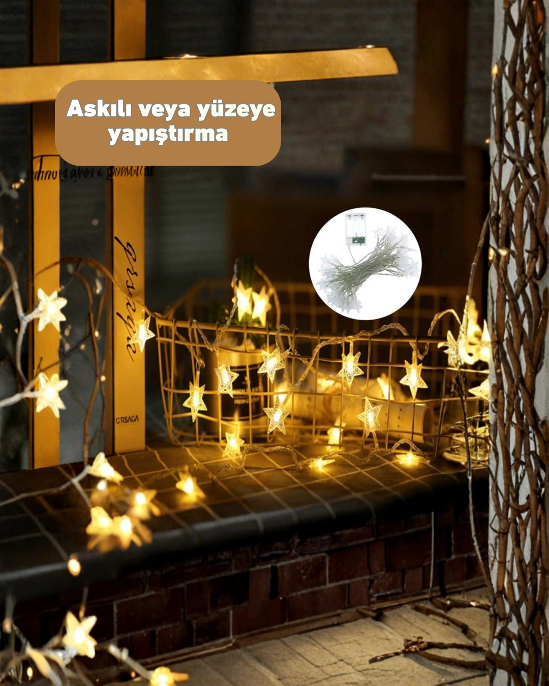 Yıldız Figürlü Led Şerit Işık 5m İç Mekan Dekor Aydınlatma ( Lisinya )