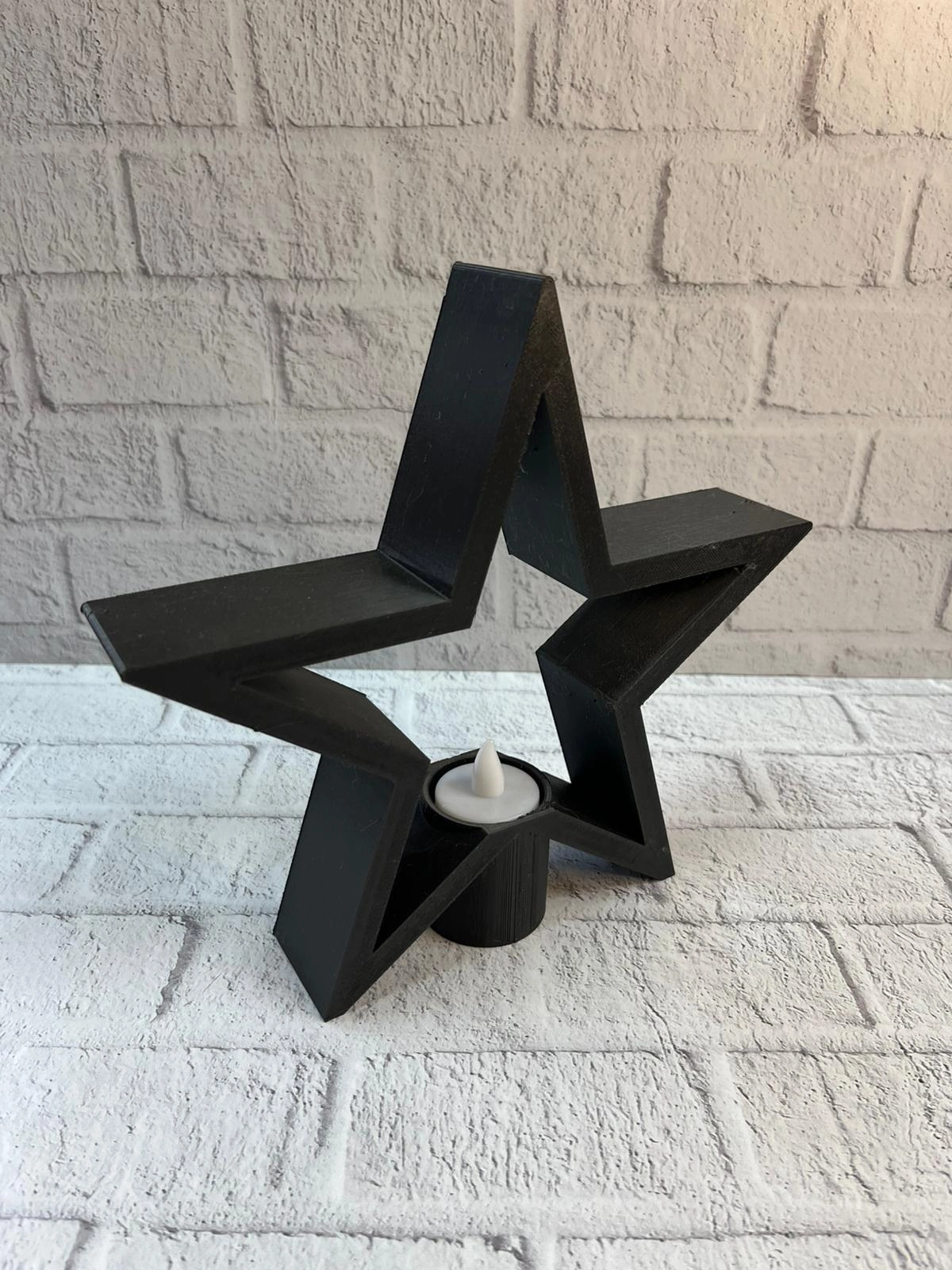 Yıldız Mumluk Siyah Modern Salon Ve Raf Dekoru ( Lisinya ) Yıldız Mumluk Siyah Modern Salon Ve Raf Dekoru ( Lisinya )