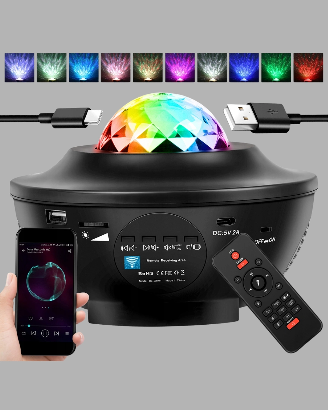 Yıldızlı Projektör Galaxy Efektli Ayarlanabilir Renkli Atmosfer Lambası ( Lisinya )