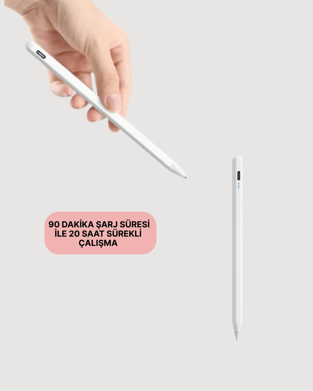 Yüksek Hassasiyetli Eğim Sensörlü Dijital Kalem – Usb-c Hızlı Şarjlı ( Lisinya )