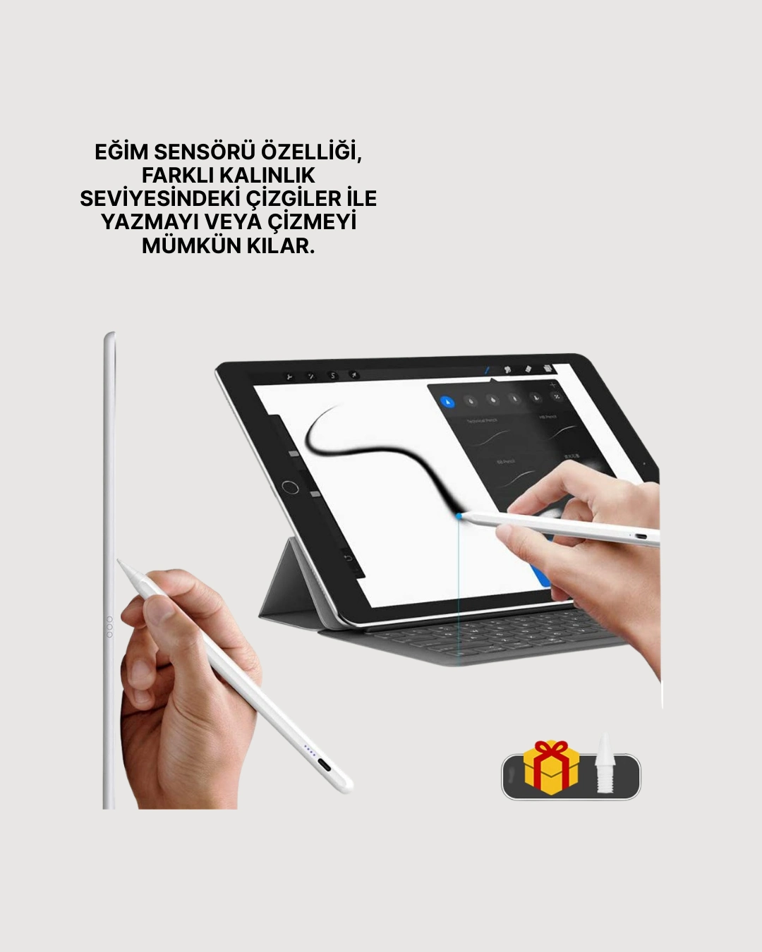 Yüksek Hassasiyetli Eğim Sensörlü Dijital Kalem – Usb-c Hızlı Şarjlı ( Lisinya )