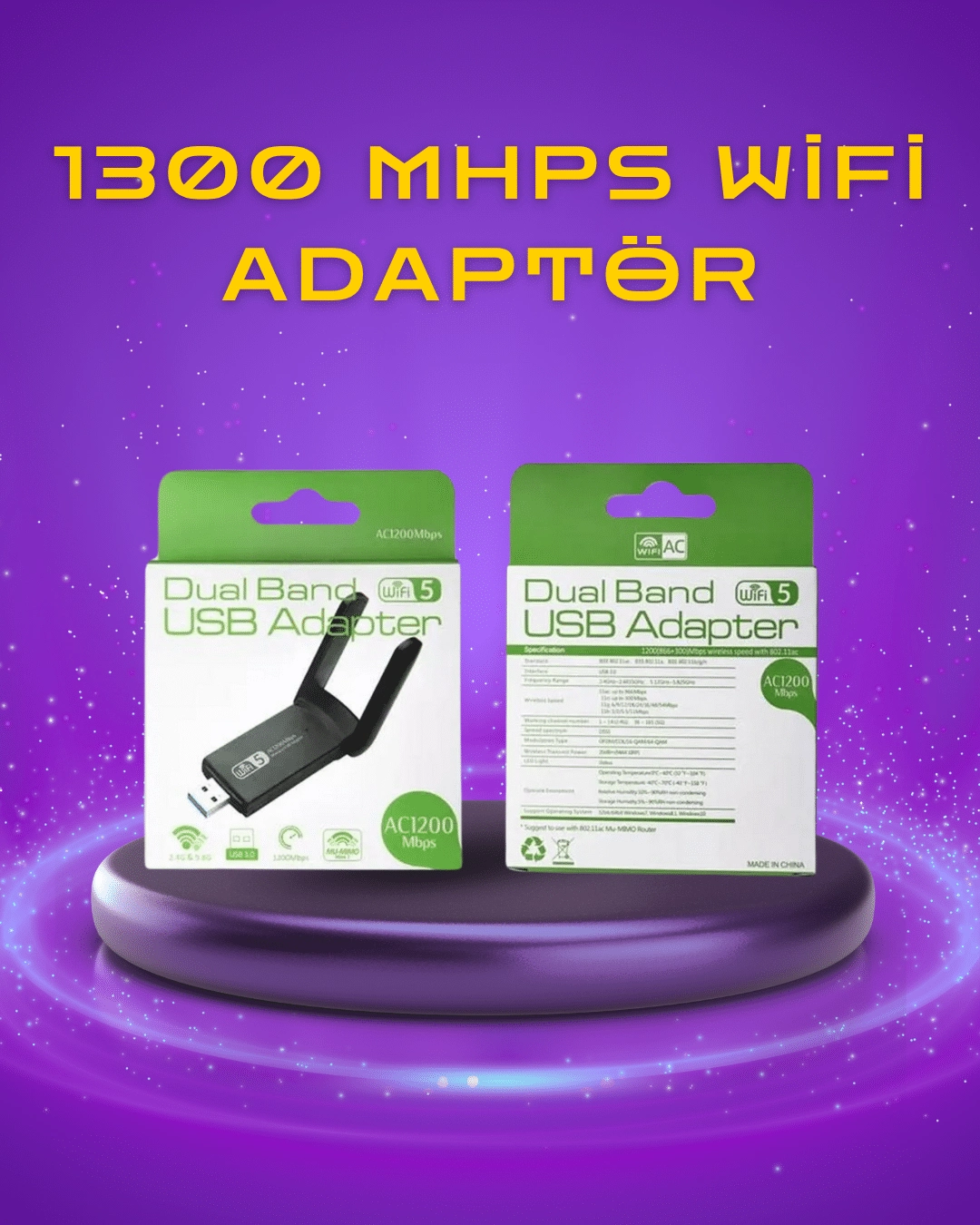 Yüksek Hızlı 1200 Mbps Çift Bant Usb Kablosuz Adaptör – Güçlü Sinyal, Geniş Uyumluluk ( Lisinya ) Yüksek Hızlı 1200 Mbps Çift Bant Usb Kablosuz Adaptör – Güçlü Sinyal, Geniş Uyumluluk ( Lisinya )