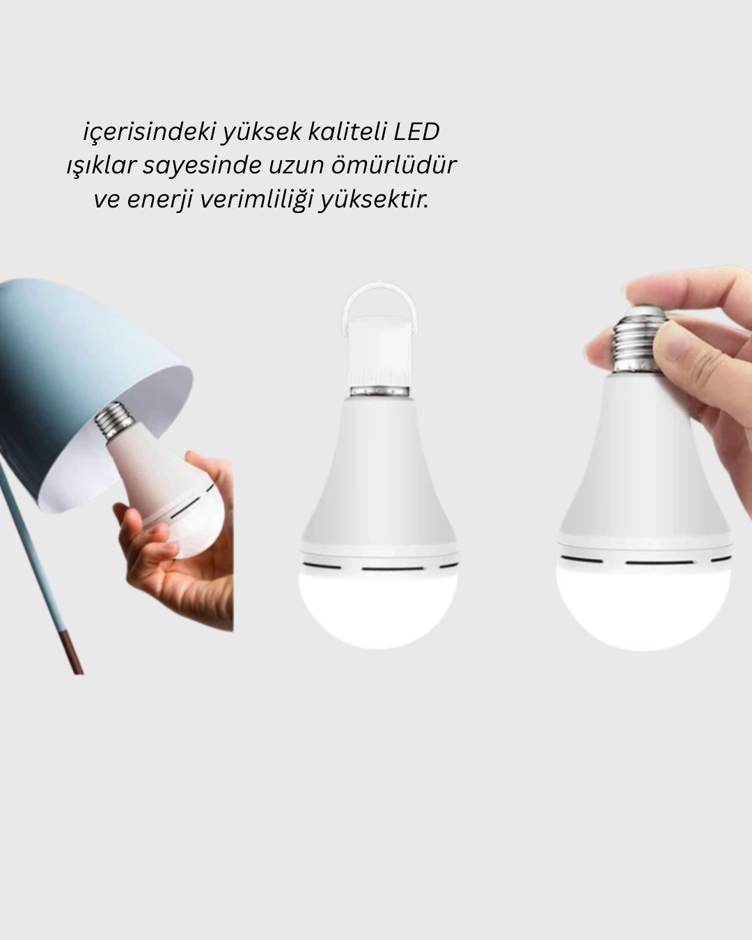 Yüksek Işık Güçlü Şarjlı Led Ampul E27 30w Enerji Tasarruflu ( Lisinya )