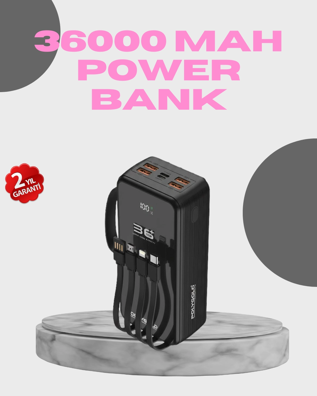 Yüksek Kapasiteli Powerbank Hızlı Şarj Ve Kablosuz Destekli ( Lisinya )