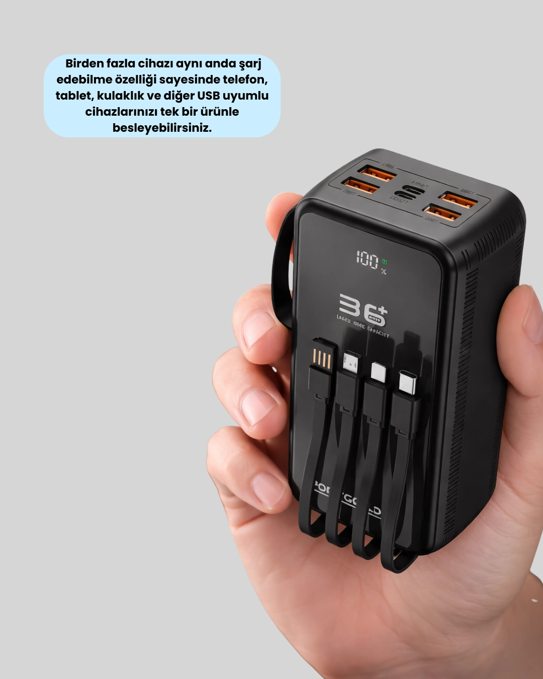 Yüksek Kapasiteli Powerbank Hızlı Şarj Ve Kablosuz Destekli ( Lisinya )