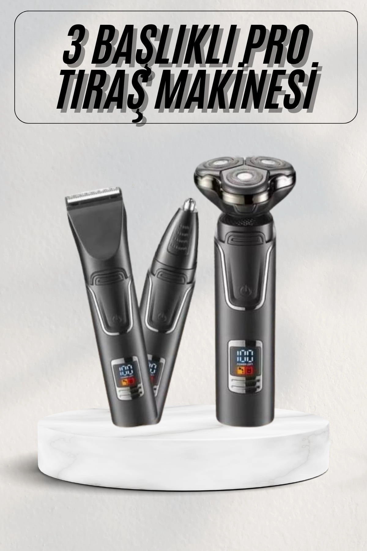 Yüksek Performanslı 3 Başlıklı Profesyonel Şarjlı Islak Ve Kuru Kullanıma Uygun ( Lisinya )