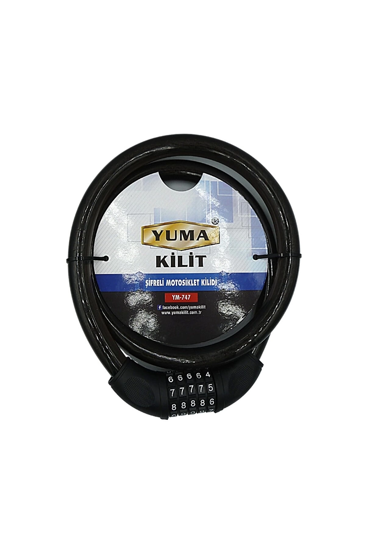 Yuma Ym-747 120cm 20mm 5 Şifreli Siyah Motorsiklet Kilidi ( Lisinya )