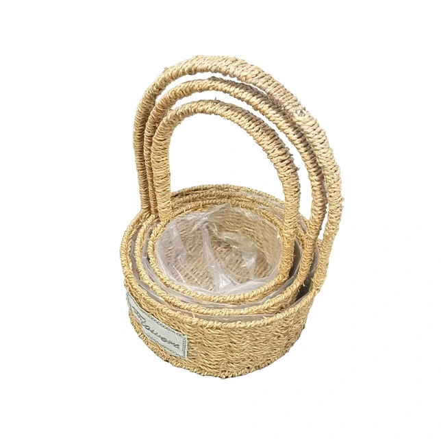 Yuvarlak Doğal Hasır Sepet Seti - 3'lü ( Lisinya ) Yuvarlak Doğal Hasır Sepet Seti - 3'lü ( Lisinya )