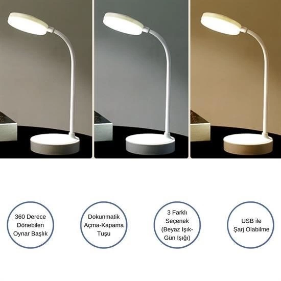 Yuvarlak Usbli Dokunmatik 3 Kademeli 360 Derece Özel Göz Korumalı Led Lityum Masa Lambası ( Lisinya ) Yuvarlak Usbli Dokunmatik 3 Kademeli 360 Derece Özel Göz Korumalı Led Lityum Masa Lambası ( Lisinya )