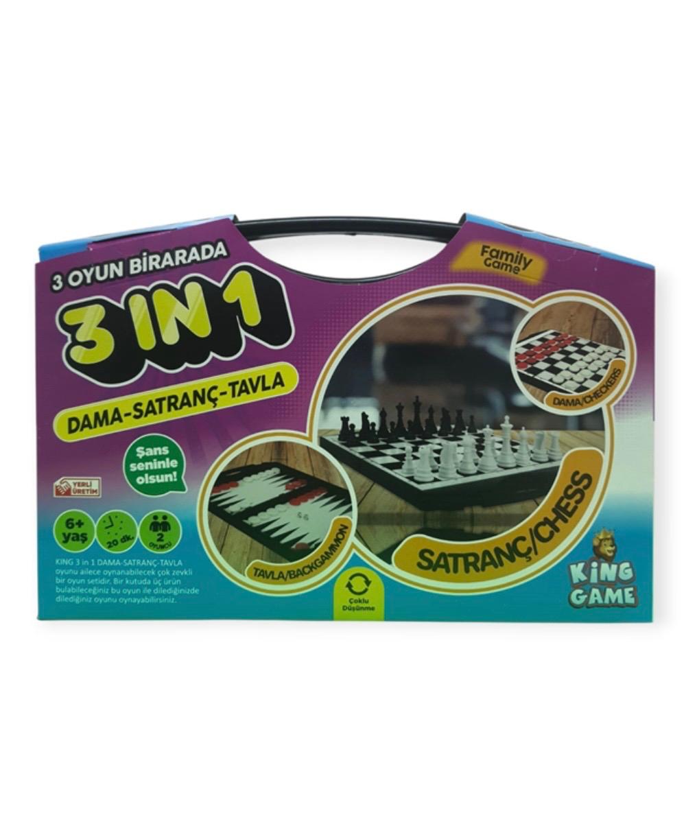 3'ü 1 Arada Çantalı Dama-Satranç-Tavla Zeka ve Strateji Oyunu