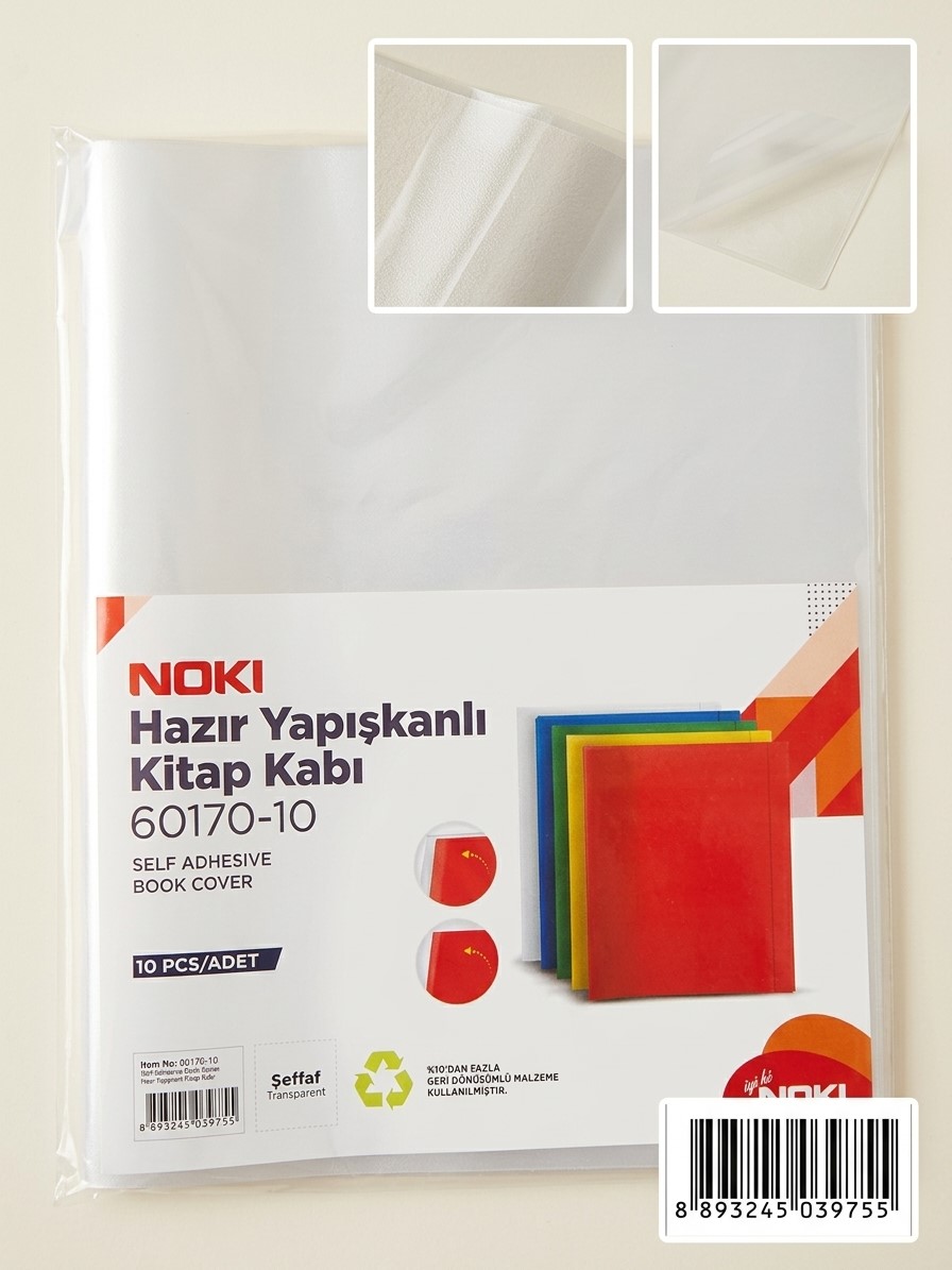 Hazır Yapışkanlı Kitap Kabı 10 Adet Şeffaf