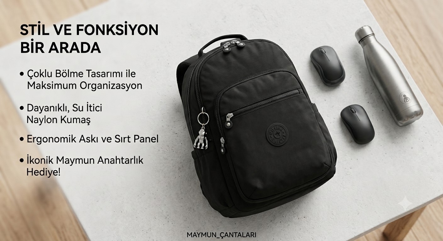 Siyah Su Geçirmez Krinkıl Kumaş Sırt Çantası Siyah Su Geçirmez Krinkıl Kumaş Sırt Çantası