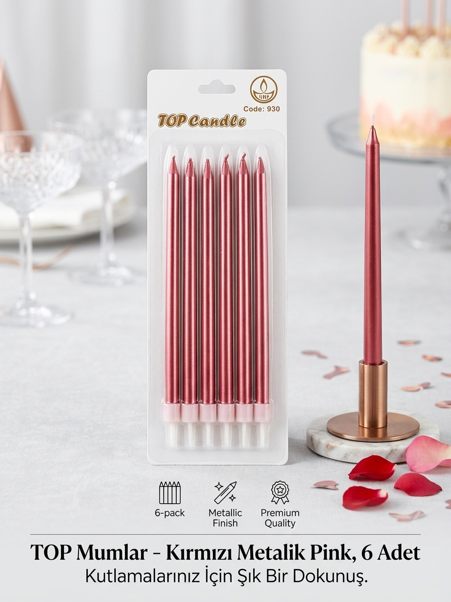 Top Candle Pasta Mumu 6 Adet – Doğum Günü ve Parti Kutlama Seti NO:2