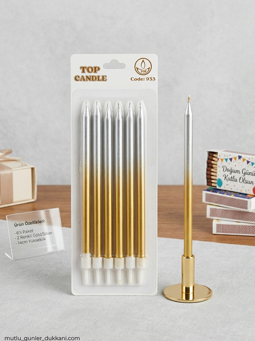 Top Candle Pasta Mumu 6 Adet – Doğum Günü ve Parti Kutlama Seti NO:6
