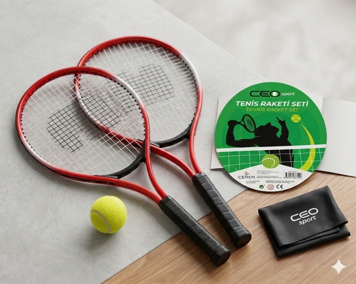 Sport Tenis Raketi Seti Kırmızı Sport Tenis Raketi Seti Kırmızı