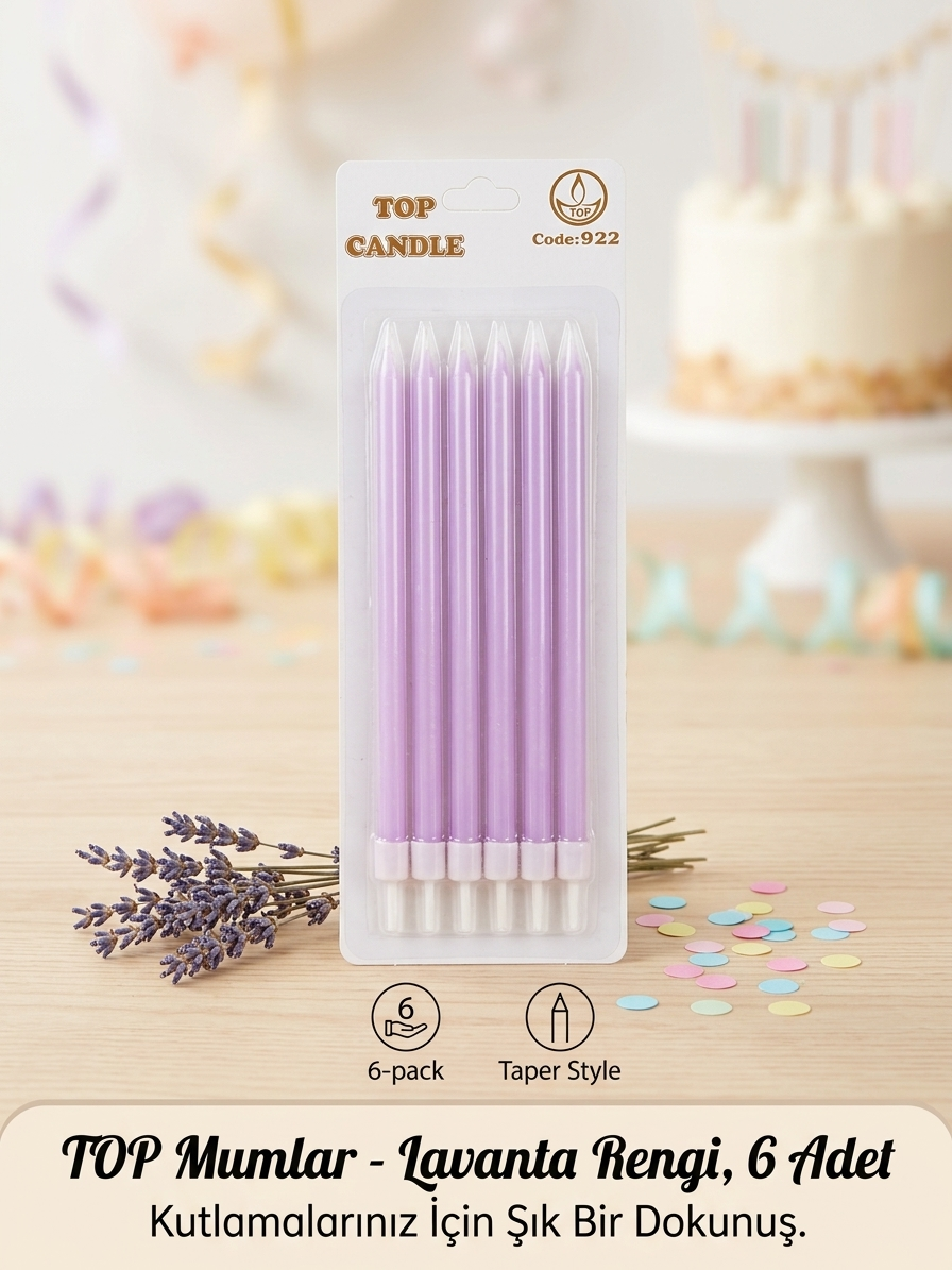 Top Candle  Pasta Mumu 6 Adet – Doğum Günü ve Parti Kutlama Seti NO:4 - 1111306-20261919