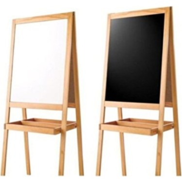 Yazı Tahtası- Çift Taraflı Ahşap Çerçeve Kara Tahta Manyetik Beyaz 40x50 Inter