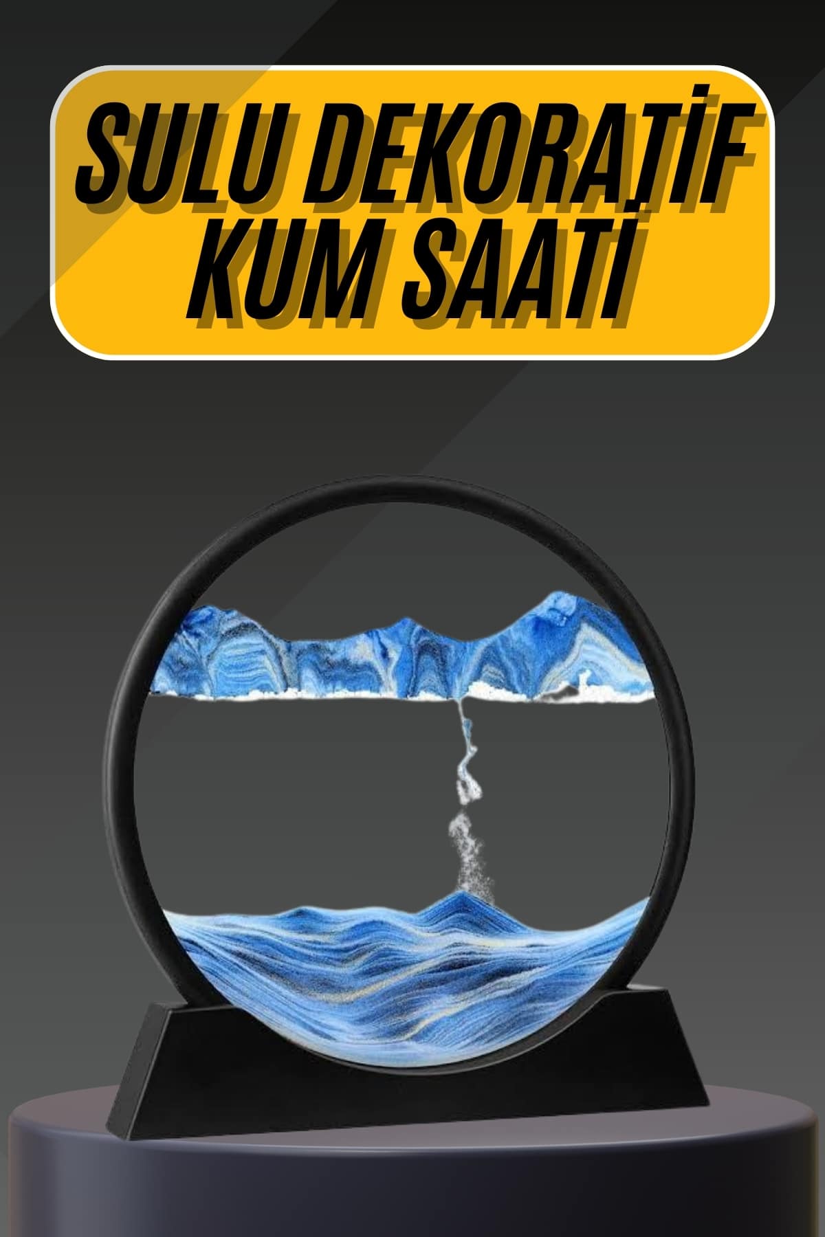 3D Led Işıklı Kum Saati Gece Lambası Hareketli Sulu Kum Saati Dekoratif - Lisinya